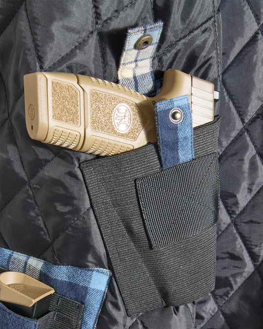 Concealed Carry Hooded Quilt Lined Shirt Jacket