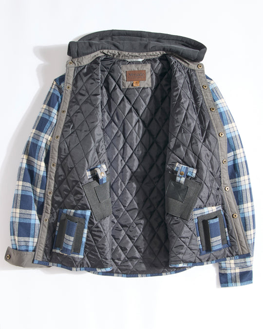 Concealed Carry Hooded Quilt Lined Shirt Jacket