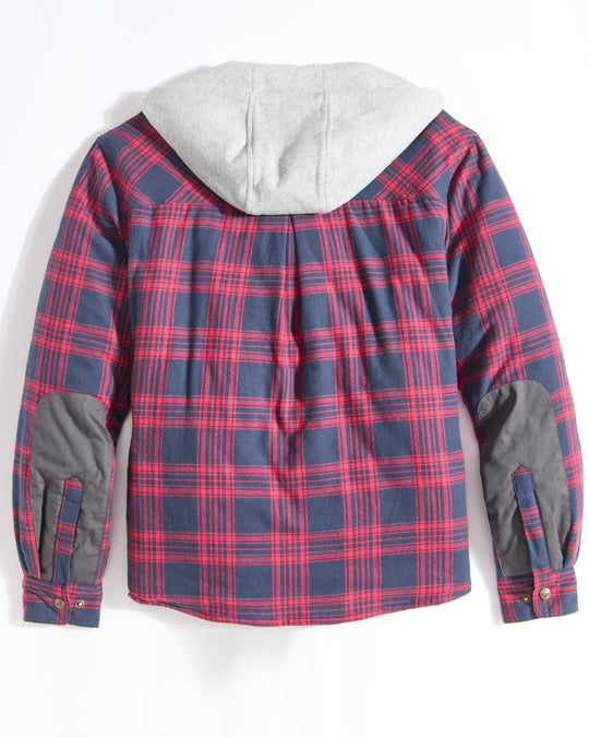 Concealed Carry Hooded Quilt Lined Shirt Jacket