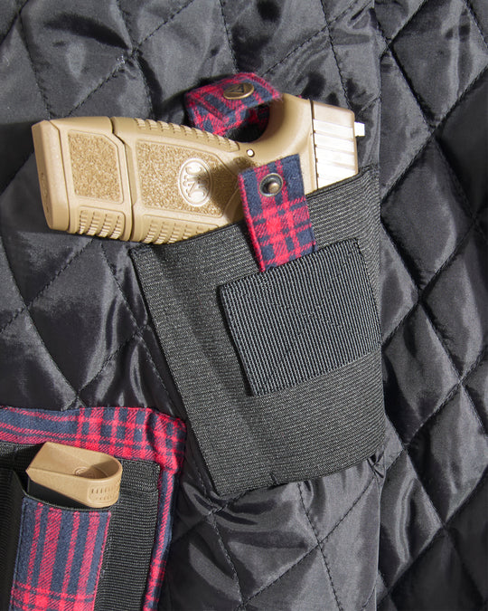 Concealed Carry Hooded Quilt Lined Shirt Jacket