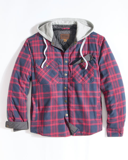 Concealed Carry Hooded Quilt Lined Shirt Jacket