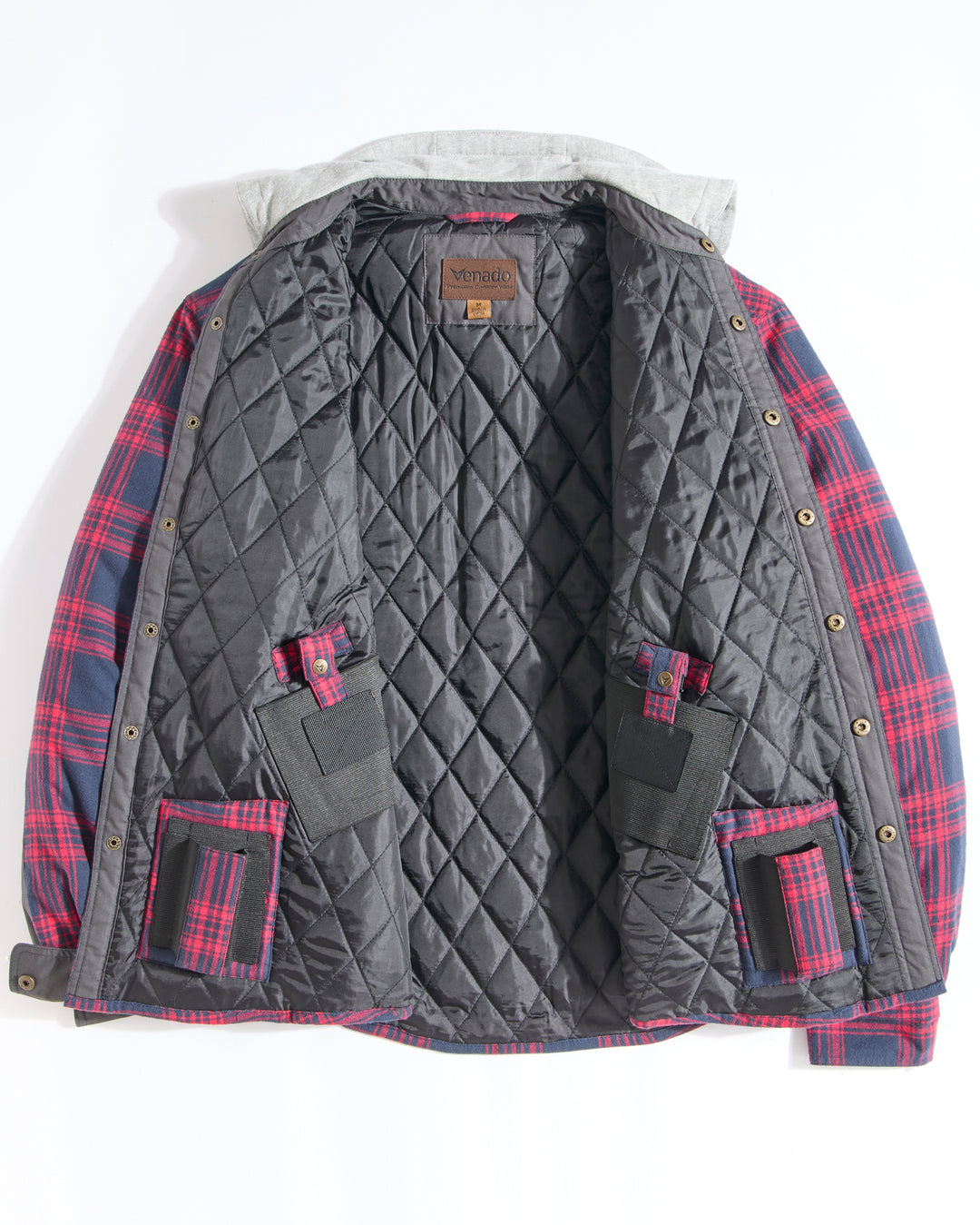 Concealed Carry Hooded Quilt Lined Shirt Jacket