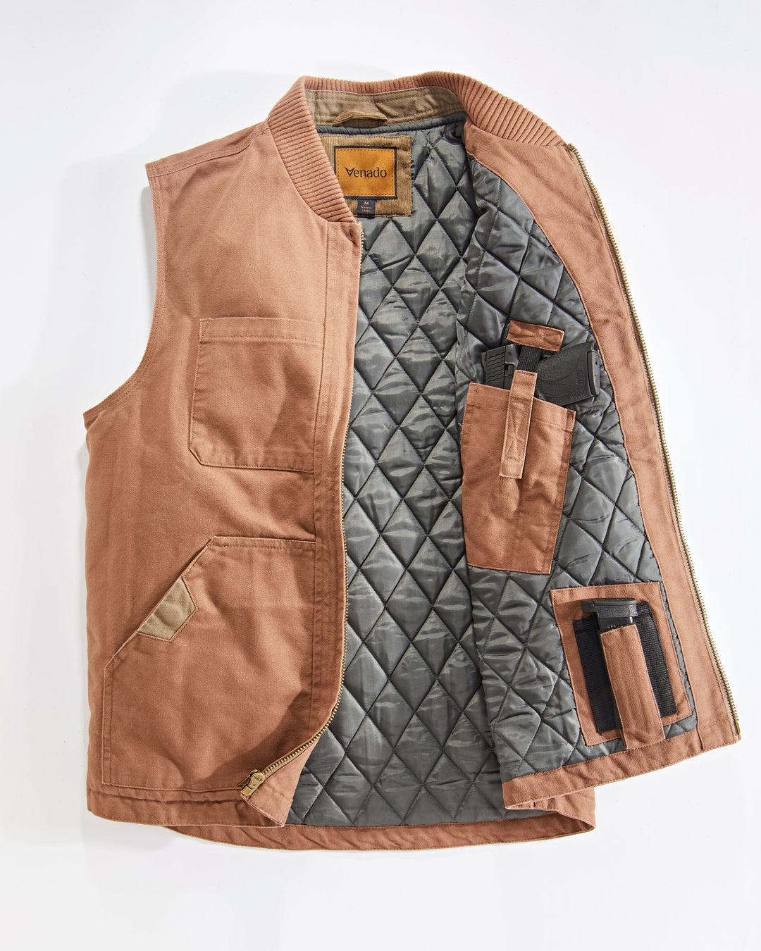 Concealed Carry Canvas Vest Mens Outerwear Venado Large Brown 
