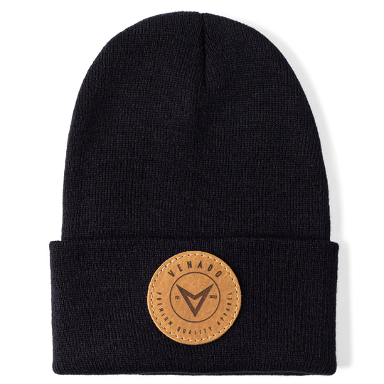 Premium V Logo Knit Beanie Hat Accessories Venado OSFM Black 