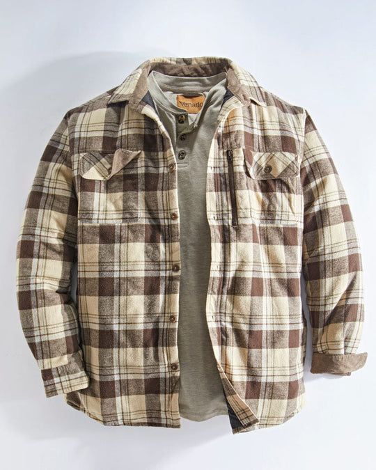 Quilt Lined Brushed Flannel Shirt Jacket Mens Outerwear Venado 