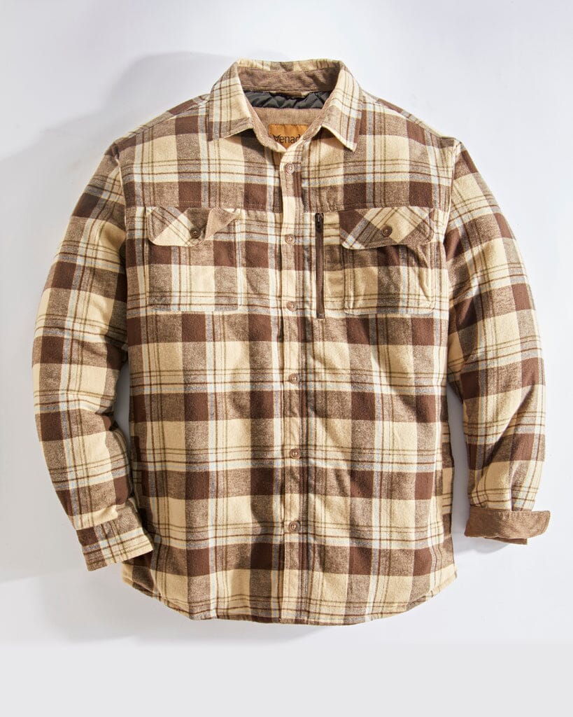 Relwen Quilted Flannel Shirt Jacket in Char / Brown
