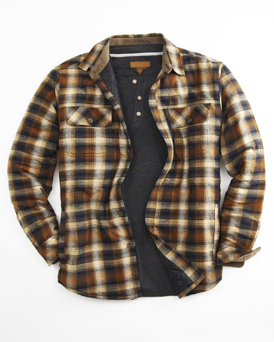 Quilt Lined Brushed Flannel Shirt Jacket Mens Outerwear Venado Goldmine Small 