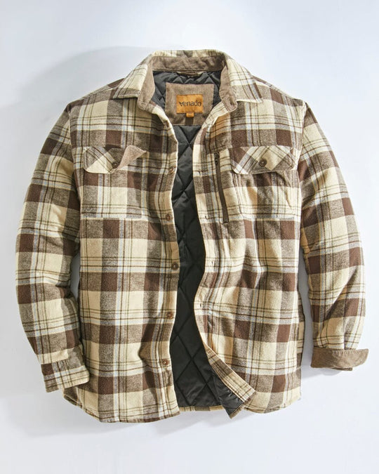 Quilt Lined Brushed Flannel Shirt Jacket Mens Outerwear Venado Small Rust 