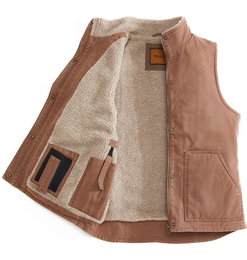 Womens Sherpa Lined Concealed Carry Canvas Vest Womens Outerwear Venado 
